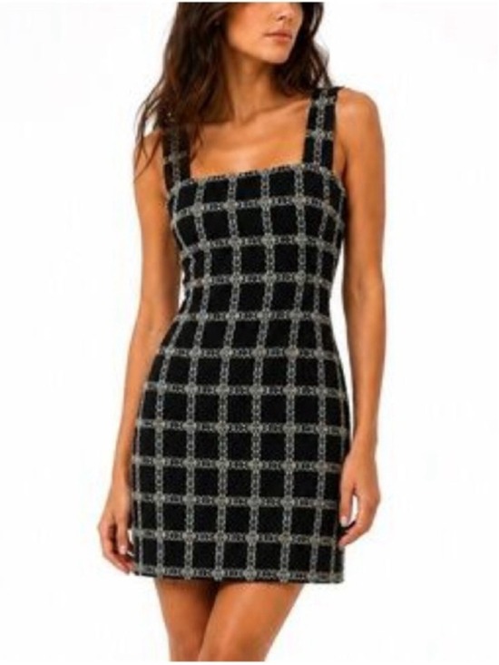 Jason Wu Dresses & Skirts - JASON WU PLAID TWEED GOLD MINI DRESS NEW WITH TAGS SIZE L